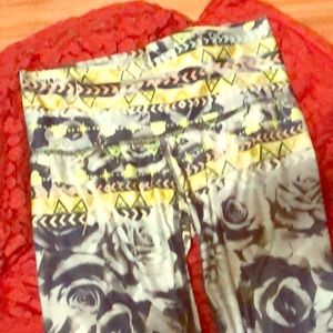 Teeki yoga pants tribal and roses